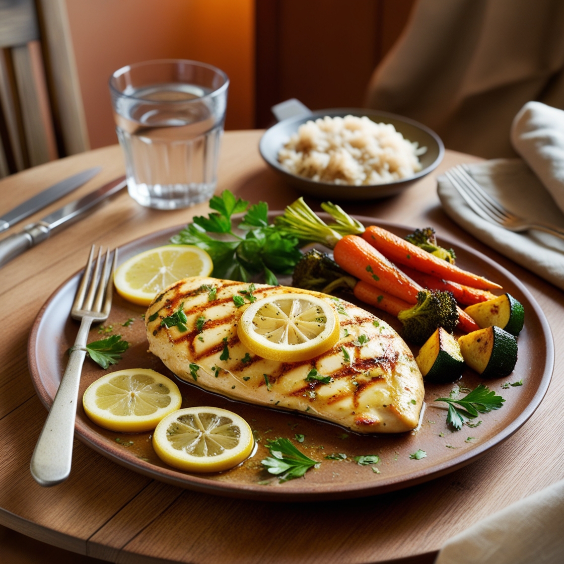 A beautifully grilled lemon garlic chicken